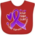 thumbnail image 3 of Inktastic Love, Care, Cure Cystic Fibrosis Awareness Purple Ribbon Boys or Girls Baby Bib, 3 of 4