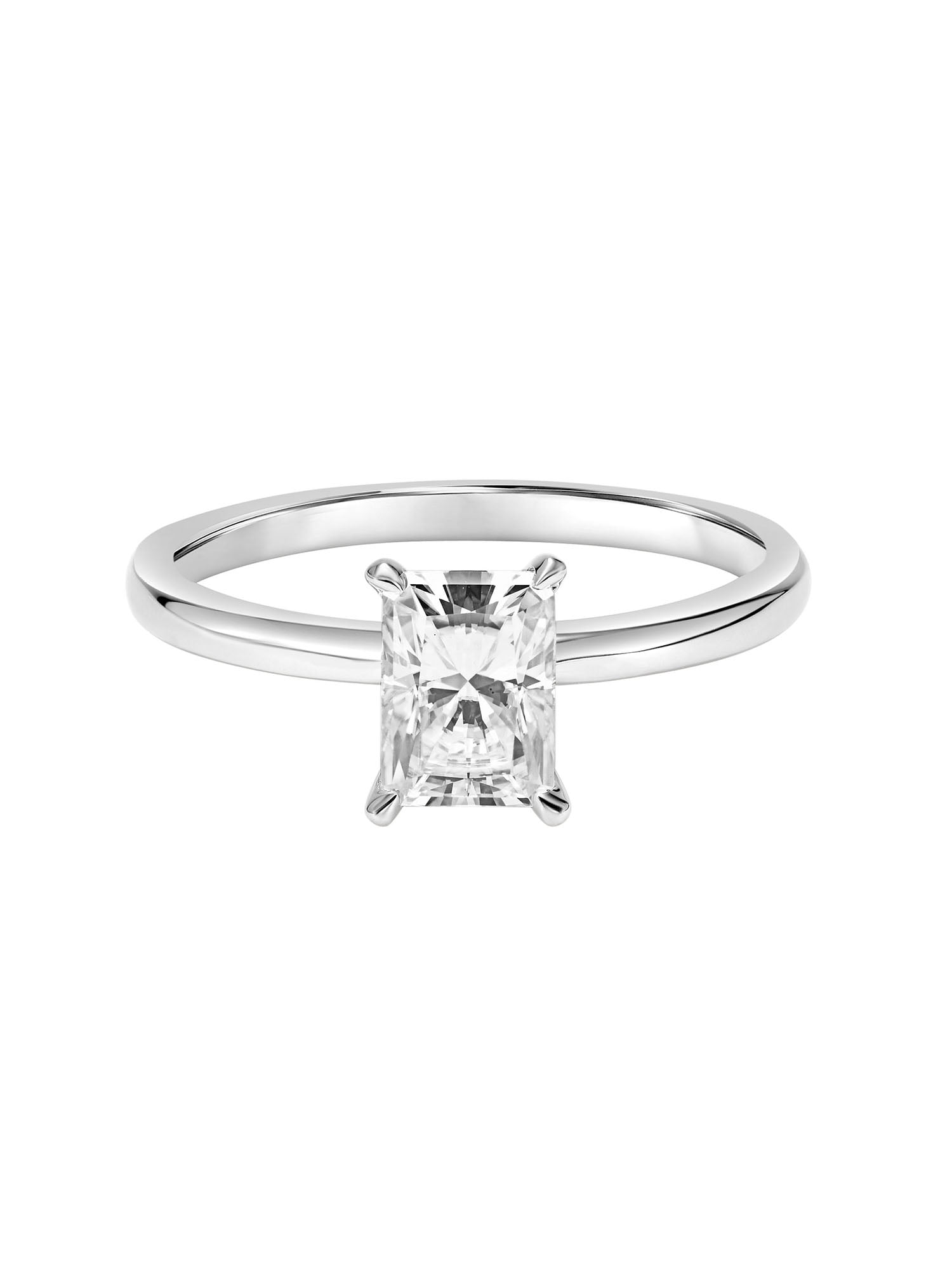 1 Carat DEW Radiant-Cut Moissanite 10K White Gold Solitaire Engagement Ring