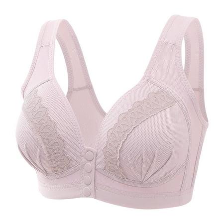 Zshosam Women Sexy Lace Front Button Shaping Cup Shoulder Strap Large Size Underwire Bra(Rose Gold 38)