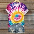 thumbnail image 3 of VBTAPA Womens Summer Tops Tie Dye Short Sleeve Round Neck T Shirts Casual Loose fit Blouses Lightning Sales Today Multicolor L, 3 of 5