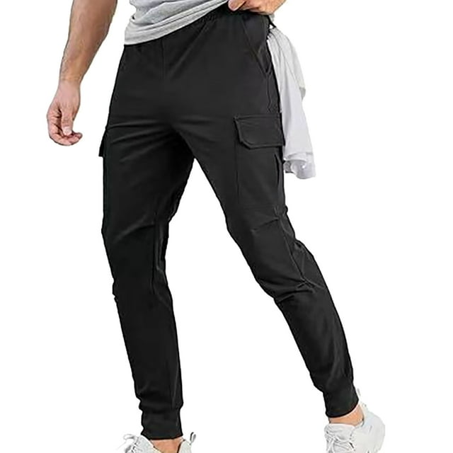 Men's Cargo Pants for Men Spring and Autumn Casual Solid Color Utility Trousers with Large Pocket Design for Daily Wear and Work
