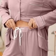 thumbnail image 4 of U2SKIIN Women Button Up Pajama Sets,Long Sleeve Sleepwear knit Lounge Pjs,(Dark Pink,L), 4 of 5