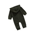 thumbnail image 3 of Qiylii Baby Hooded Bodysuit, Solid Color Long Sleeve Single-Breasted Romper, 3 of 8