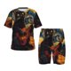 thumbnail image 1 of Balery Starry Night Cat Guitarist Conjunto de Pijama Infantil de Manga Corta con Estampado – Ropa de Dormir de Algodón Suave-3X-Large, 1 of 6