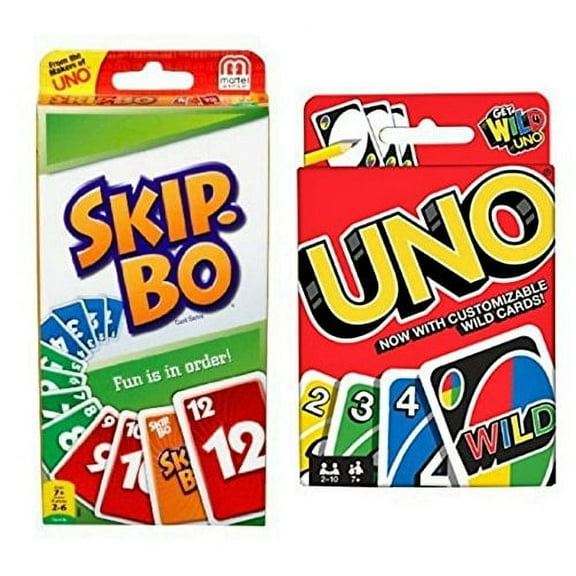 Bjdesign Skip Bo Bundled with UNO Card Games, Assorted Color
