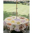 thumbnail image 2 of Outdoor Tablecloth with Umbrella Hole Zipper Colorful Dog Paws Round Tablecloth 60" Waterproof Outside Table Cloth Farmhouse Art Cartoon Rustic Patio Table Cover Tablecloths for Picnic Party, 2 of 8