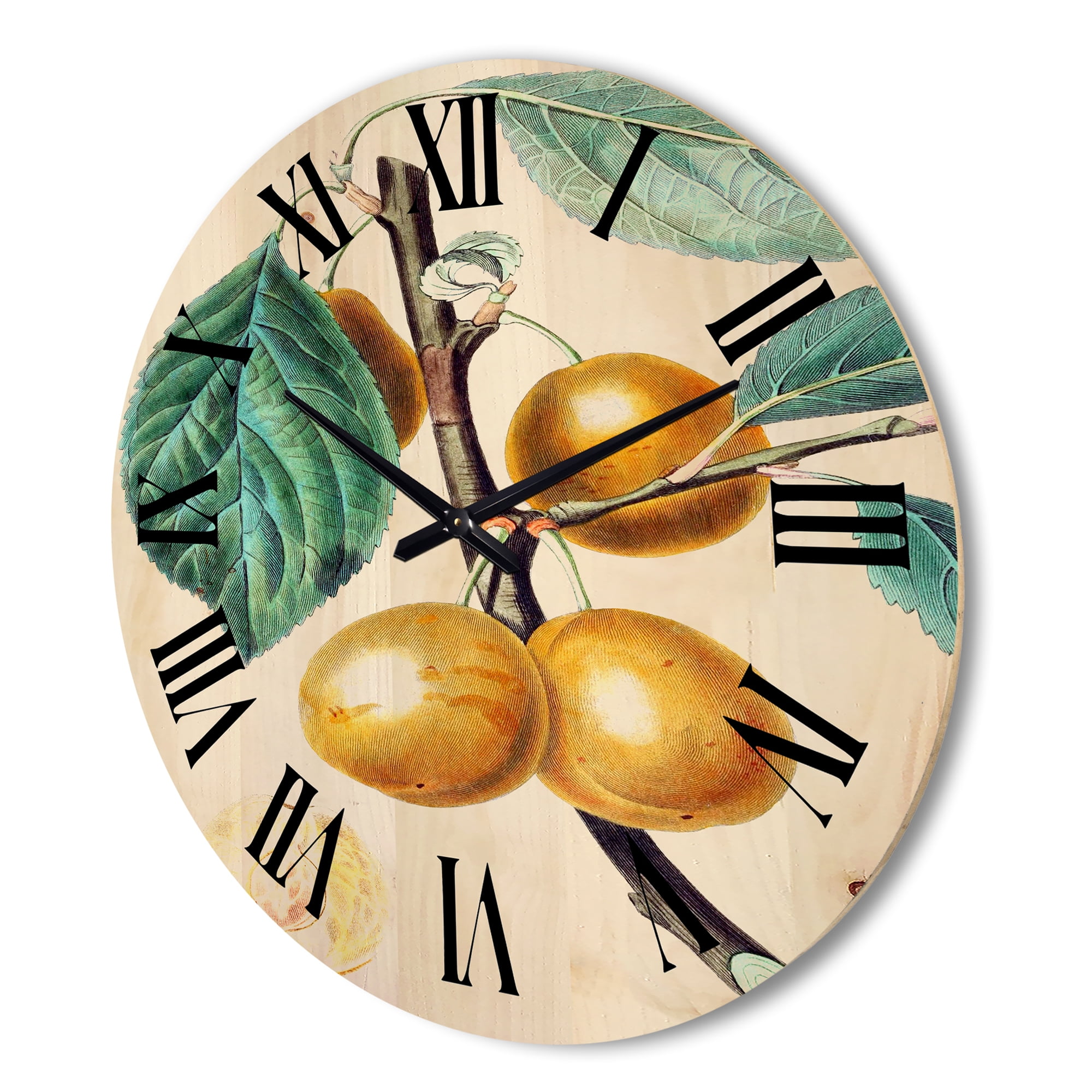 Designart 'Ancient Fruits II' Farmhouse Wood Wall Clock
