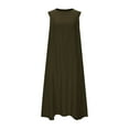 thumbnail image 3 of Fnooota Cotton Linen Maxi Dresses for Women, Loose Fit Sleeveless Vacation Casual Dresses Summer Dresses Green Size S, 3 of 5