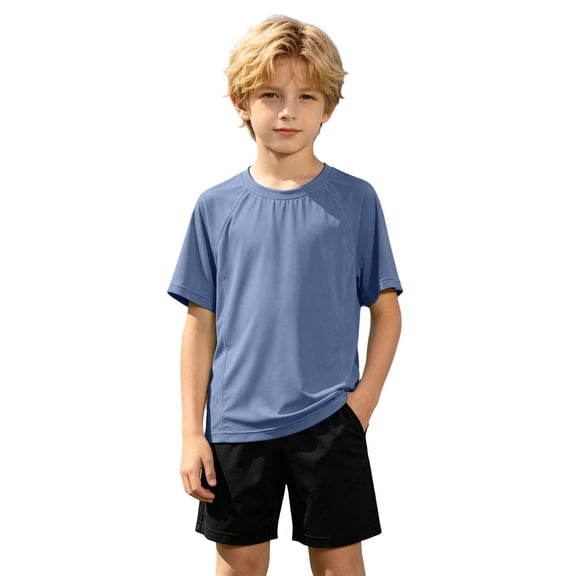 Tfken Soft Tops For Boys Comfy Daily Wear Comfortable Short Sleeve Athletic T-Shirts Summer Tees Sportswear Casual Tshirts Kids Cute Clothes Size 4-5 Years