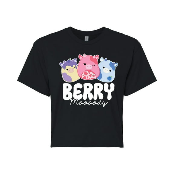 Squishmallows - Berry Moooody - Juniors Cropped Short Sleeve Graphic T-Shirt