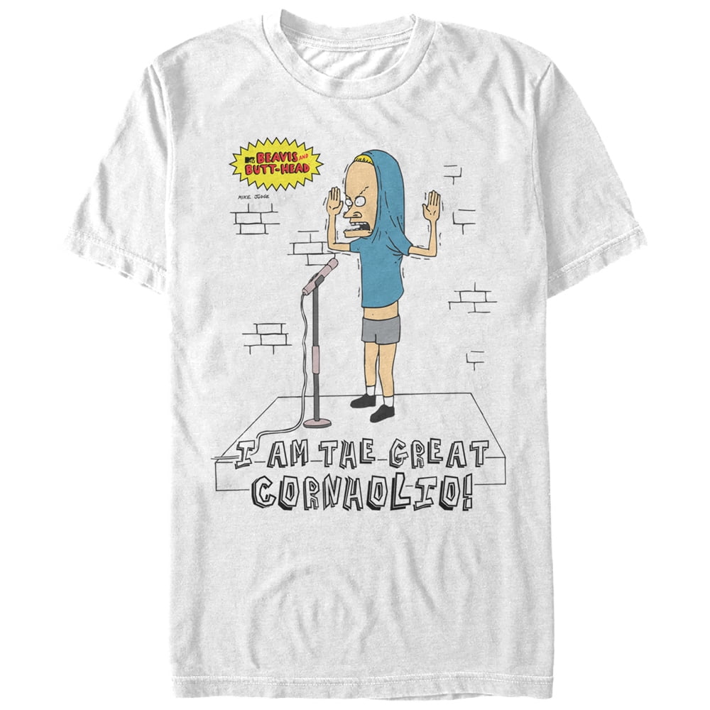Men's Beavis and ButtHead I am the Great Cornholio Graphic Tee White X