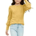 thumbnail image 5 of Yourumao Girls Ribbed Knit Tops for 5-14 Years Cute Puffed Long Sleeve Shirts Stretch Long Sleeve Blouses Solid Spring Tees, 5 of 9