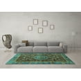 thumbnail image 3 of Ahgly Company Machine Washable Indoor Square Abstract Turquoise Blue Modern Area Rugs, 7' Square, 3 of 4