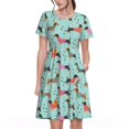 thumbnail image 1 of Bixox Robe d'Été à Manches Courtes pour Femmes Robe Ample Longueur Genou avec Poches-Noël Teckel, 1 of 7