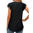 thumbnail image 4 of Nlife Women V Neck Flutter 1/4 Sleeve Pleated Textured Curved Hem Blouse, 4 of 5