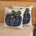thumbnail image 2 of Fall Pillow Covers 18x18 Set of 2 Dark Blue Pumpkin Leaves Fall Decor Pillowcase Autumn Harvest Thanksgiving Decorative Outdoor Throw Pillow Covers Linen Farmhouse Cushion Case for Couch Home, 2 of 6