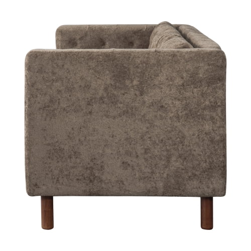 78" Modern 3-Seater Sofa, Chenille Upholstered Couch with Square Arms, Tufted Pillow Back & Walnut Rubber Wood Legs, Multi-Cushion Sofa for Living Room and Apartment, Brown