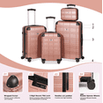 thumbnail image 3 of Speskiste 4 Piece Luggage Sets PC ABS Durable Suitcase Spinner Wheels TSA Lock (12/20/24/28)Rosegold, 3 of 8