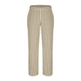 thumbnail image 3 of Women's Cotton Linen Cropped Pants Elastic Waist Plaid Gingham Capri Pants Summer Casual Beach Trousers with Pockets, 3 of 5