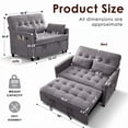 thumbnail image 2 of avobird 55'' 3 in 1 Pull Out Sofa Bed, Convertible Couch with Adjustable Backrest/Side Pockets/USB Charging Ports, Sleeper Sofa for Living Room, Gray, 2 of 7