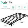 thumbnail image 3 of Lutown-Teen 4 inch Twin Size Bed Frames Heavy Duty Metal Twin Platform Bed Frame No Box Spring Needed, Noise Free, Easy Assembly, Black, 3 of 5