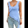 thumbnail image 3 of Top Corto Y2K para Mujer, para Salir, de Verano, Sin Mangas, Asimétrico, de , Ajustado, para Fiesta. Azul XL, 3 of 7