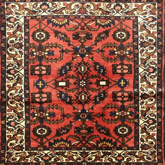 Ahgly Company Indoor Square Traditional Saffron Red Persian Area Rugs, 3' Square