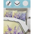 thumbnail image 3 of Quilts Queen Size Bedding Set, Lavender Reversible Summer Quilt 3 Pieces, Purple Floral Spring Country Nature Wildflower Plant Lightweight Bedspreads Coverlets with 2 Pillow Shams for All Seasons, 3 of 5