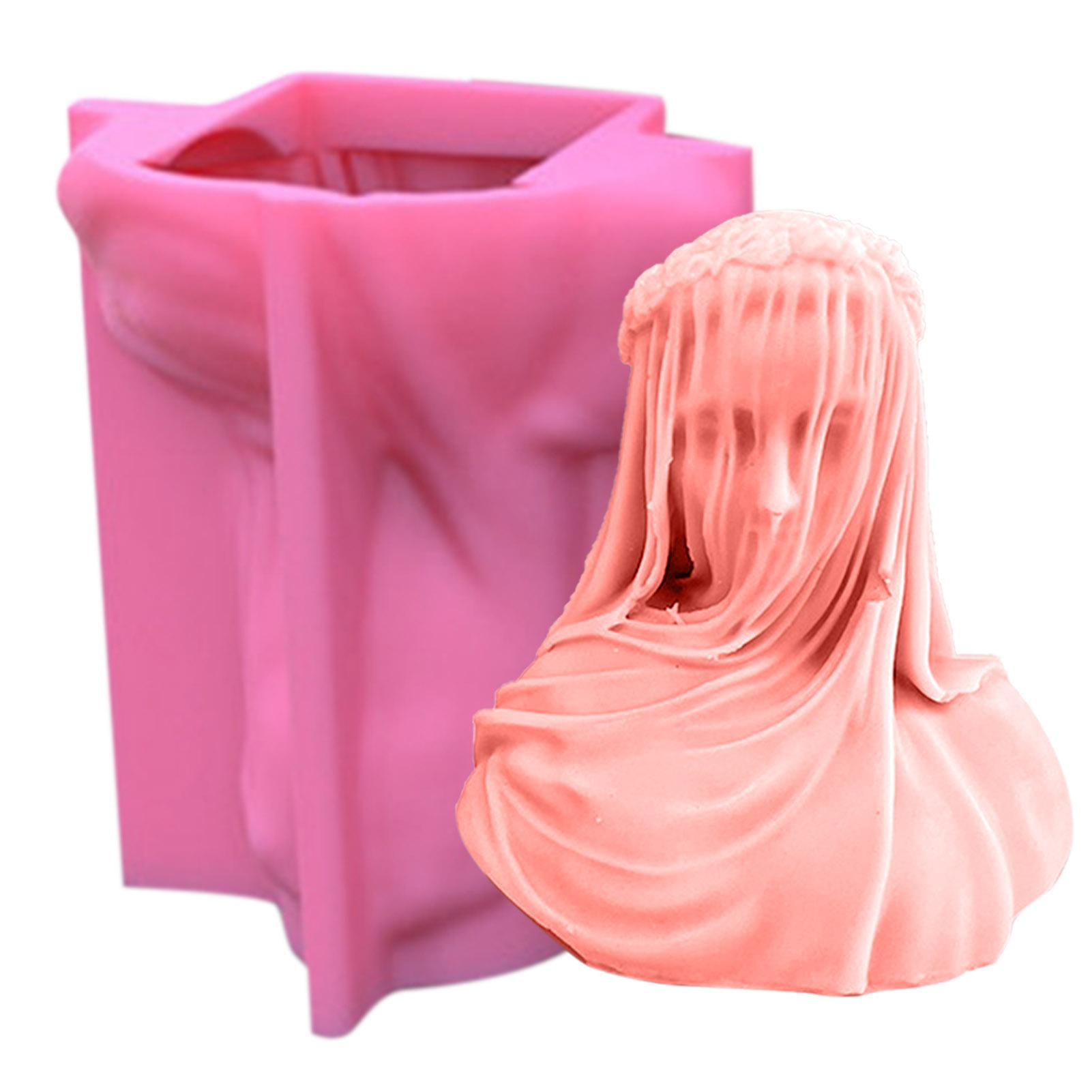 Veiled Lady Candle Mold 3D Bust of Girl Candle Making Silicone Mold Female Bride Antique