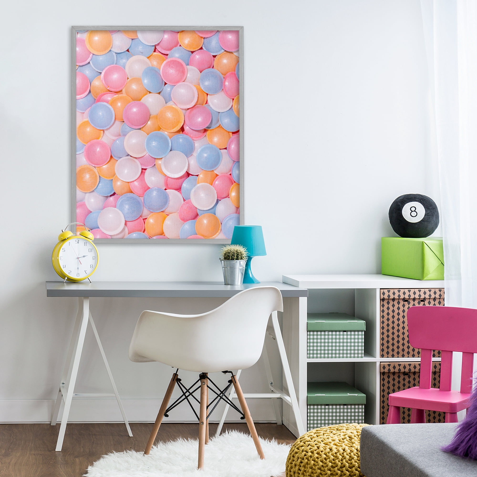 Stupell Industries Retro Pastel Candies Gray Framed Giclee Art, design by LISH Creative