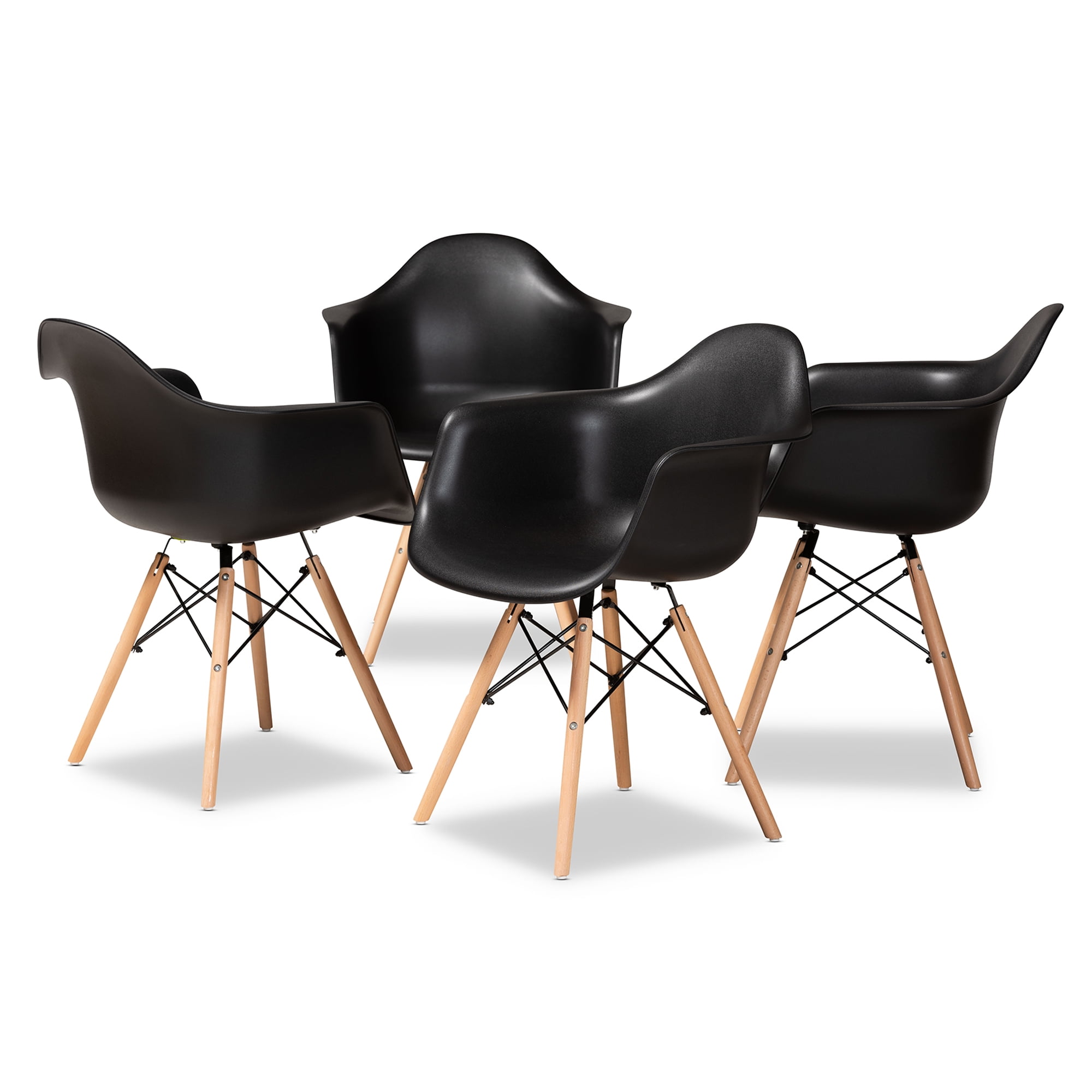 Baxton Studio Galen Dining Chair, Set of 4, Black
