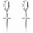 thumbnail image 6 of 925 Sterling Silver Cross Hoop Earrings for Women Teens Cross Huggie Hoop Earrings Dangle, 6 of 10