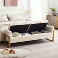 thumbnail image 4 of Aemeios 67" Velvet Storage Bench for Bedroom End of Bed with Double Lids Storage and Gold Legs, Cream, 4 of 9