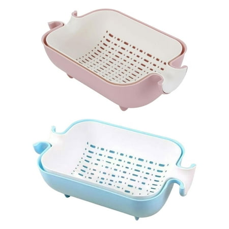 

Fruit Washer Strainer|2-in-1 Kitchen Strainer Colander and Bowl Set|Multifunctional Vegetable Washing Basket Double-layer Drain Basin and Basket for Fruits Vegetables