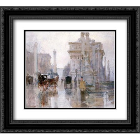 - After The Rain, The Dewey Arch, Madison Square Park, New York 2x Matted 22x20 Black Ornate Framed Art Print by Cornoyer, Paul