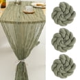 thumbnail image 1 of PENGXIANG 3Pcs Cheesecloth Table Runner with Streamers Hemp Ropes 35 x 118 Inch Boho Vintage Gauze Table Cloth Bulk Washable, 1 of 11