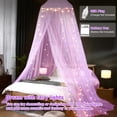 thumbnail image 2 of Bed Canopy with Lights, Bed Canopy for Girls Princess with Luminous Stars, Canopy Bed Curtains for Twin to King Size Bed, Baby Kids Adult Indoor Decor Bedroom Reading Nook Outdoor Camping,Purple, 2 of 13