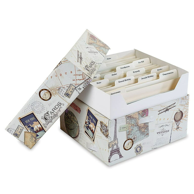 Current World Travels Greeting Card Organizer Box, Stores 140+ cards, 12  Card Occasion Dividers & Labels 