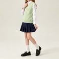 thumbnail image 4 of Unisex Boys Girls Preppy Knit Sweater Vest Sleeveless V-Neck Solid Color Tops Kids Trendy Soft Casual Comfy Outfits Green 7-8 Years, 4 of 6