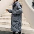 thumbnail image 5 of BZGTZT Women's Hooded Long Coat Winter Longer Thickened Solid Color Jacket Casual Zip Up Outerwear with Pockets, 5 of 7