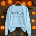 thumbnail image 5 of Arlun Halloween Sweatshirts for Women Witch Woman in Total Control Here Printed Pullovers Funny Graphic Crewneck Long Sleeve Lightweight Comfy Hooded Tops Light Blue L, 5 of 5
