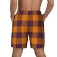 thumbnail image 3 of Kdxio Fall Buffalo Plaid Print Men'S Swim Trunks With Compression Liner 7 Inch Inseam Quick Dry Swim Shorts, 3 of 7