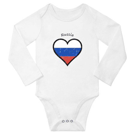 

Russia Flag Heart Love Baby Long Sleeve Bodysuit (White 12 Months)