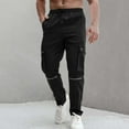 thumbnail image 2 of MKHSQHDG Male Pants Men's Baggy Cargo Pants Drawstring Elastic Waist Pockets Loose Pants M, 2 of 5
