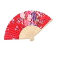thumbnail image 4 of STARTIST 8.27 Inch () Floral Foldable Hand Fan Vintage Handheld Silk Foldable Fan Red, 4 of 9