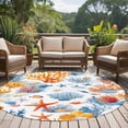 thumbnail image 5 of Round Area Rug 5ft,Ocean Starfish Blue Coral Washable Carpet Non-Slip Runner Accent Rugs Indoor Floor Mat for Bedroom Living Room Decor,Watercolor Underwater World, 5 of 9