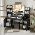 thumbnail image 5 of 53" Black Vanity Set with Mirror and Lights, Akaber Makeup Vanity Desk with Chair and Charging Station for Bedroom, 5 of 9