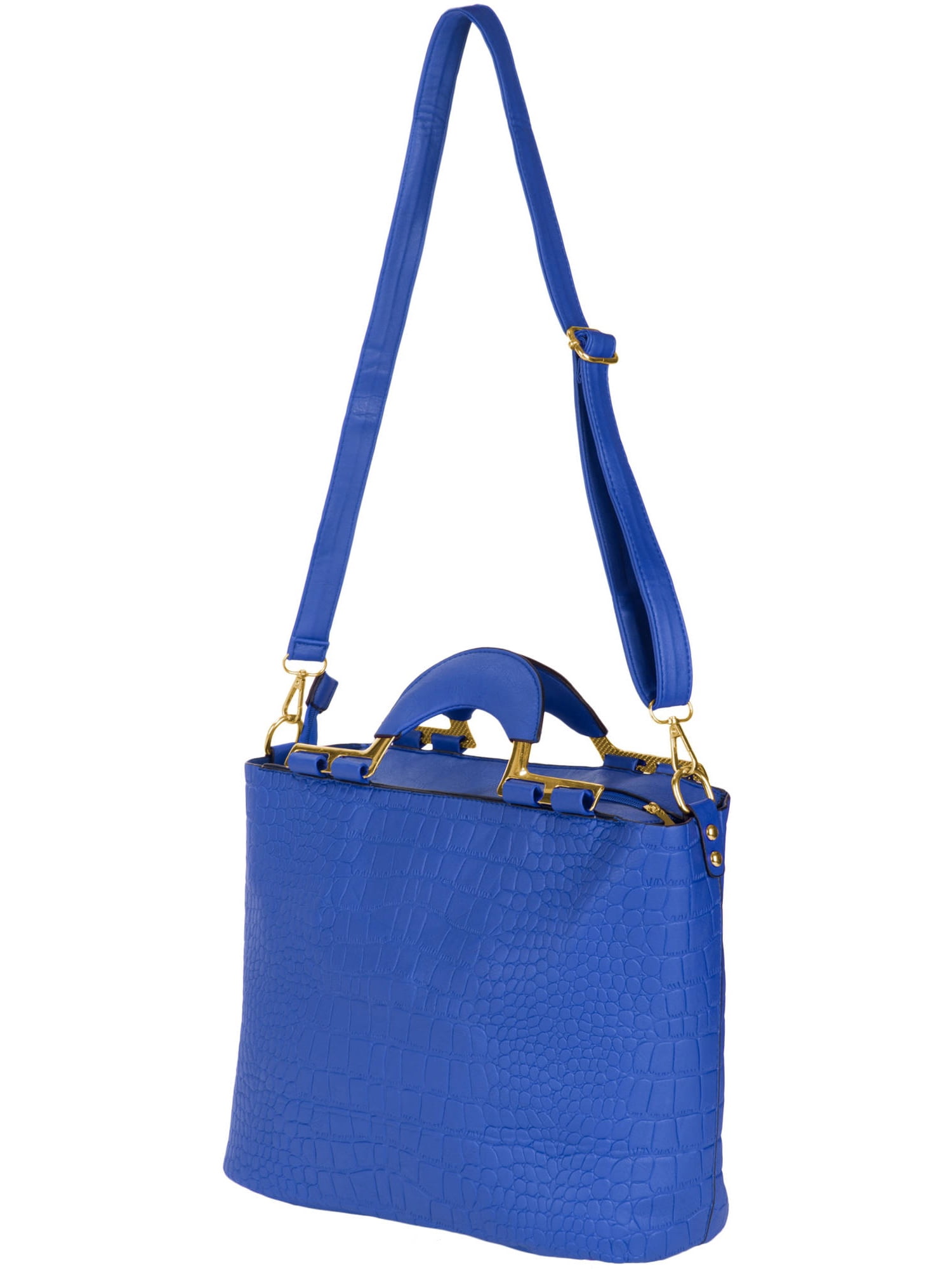 Women's Samba Over the Shoulder Leatherette Satchel Carrying Hand Bag with Shoulder Strap [Croc Skin Design]