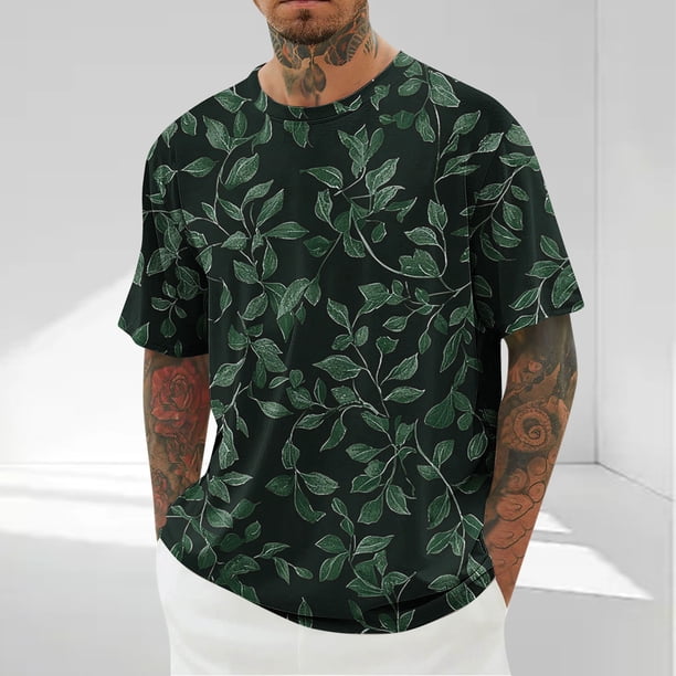 Tops para hombre, blusas y camisas de cuello redondo y manga corta para hombre, blusas casuales de moda con cuello redondo y manga corta para hombre, blusas de poliéster para hombre