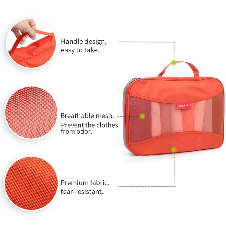 pack all Compression Packing Bag for Travel (Orange L) 